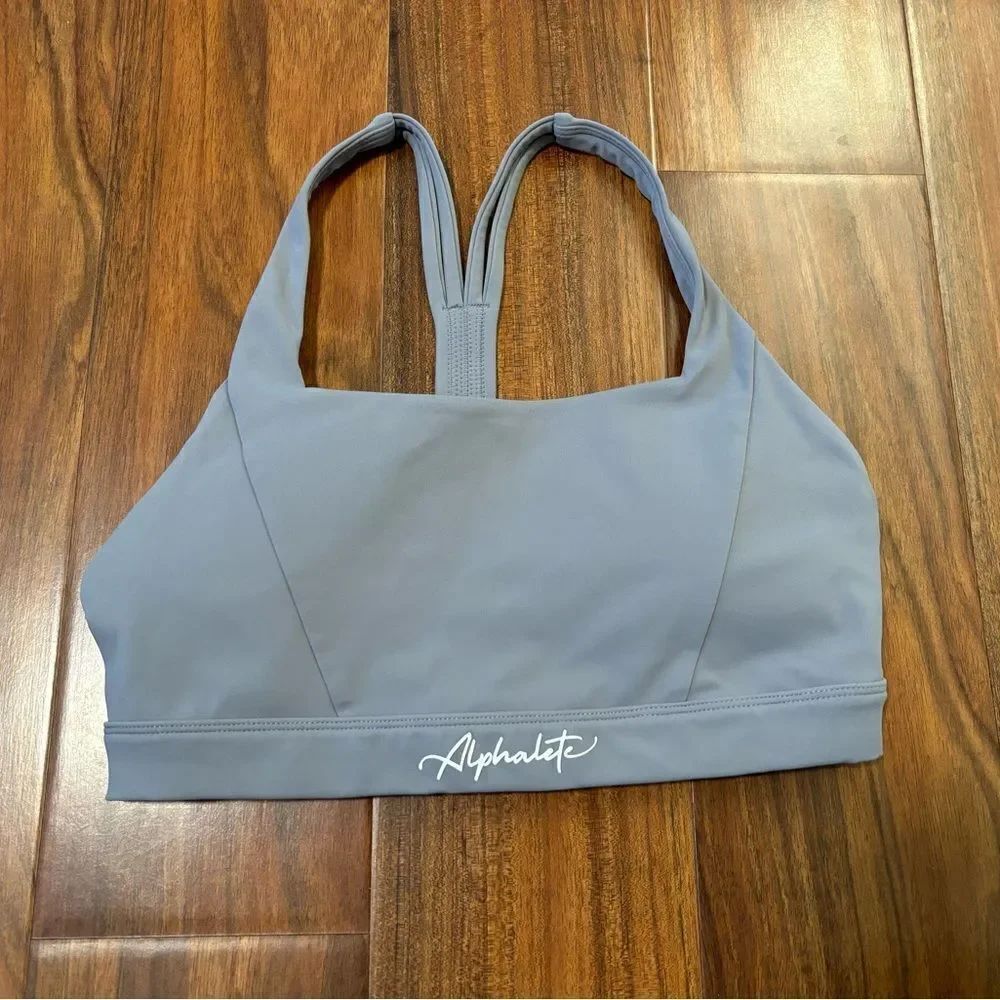 Alphalete grey strappy back sports bra